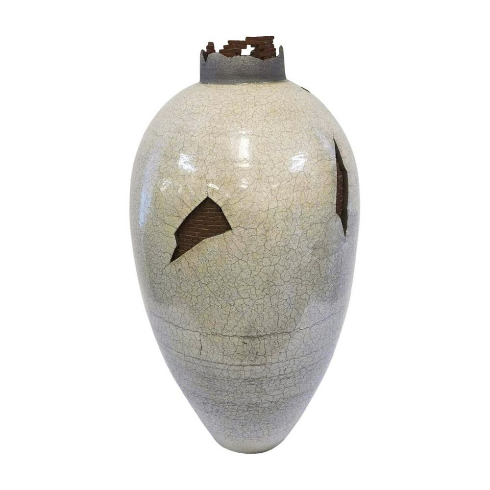 Lot 143: LARGE MICHAEL SAUL (AMERICAN, 20TH C.), GLAZED POTTERY VASE