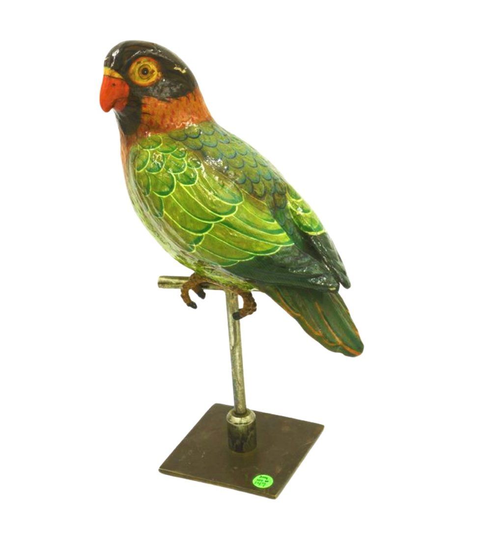 Lot 147: VINTAGE SERGIO BUSTAMANTE PAPIER-MACHE " LOVE PARROT" SCULPTURE