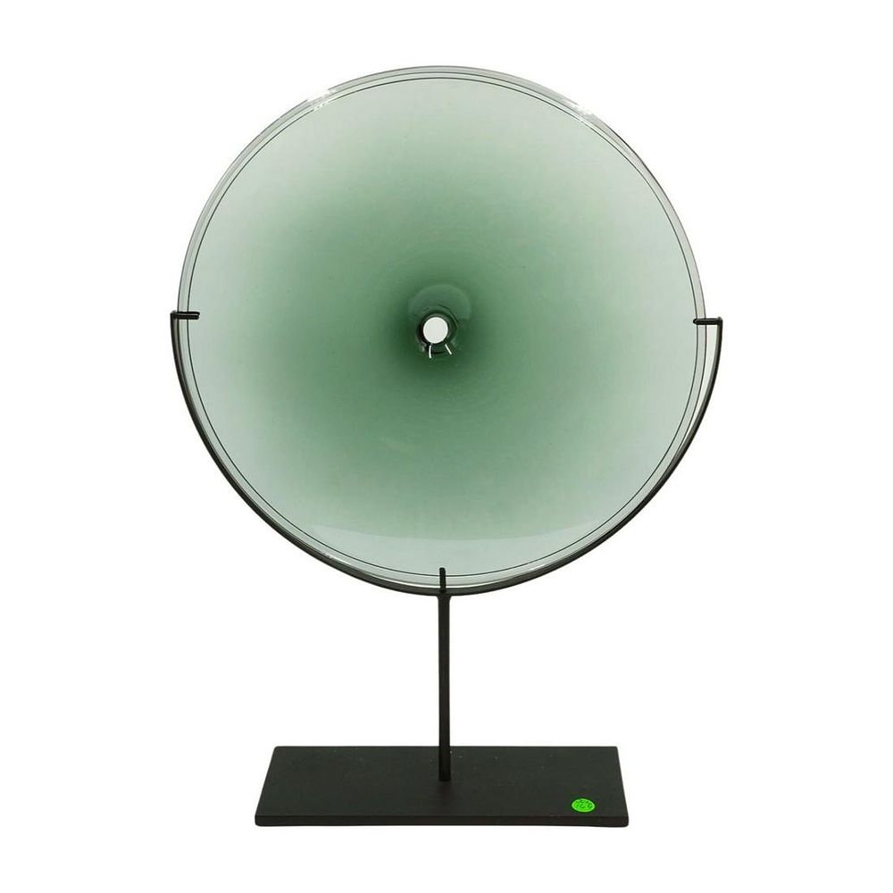 Lot 164: SKLO ART GLASS "POOL" ON IRON STAND