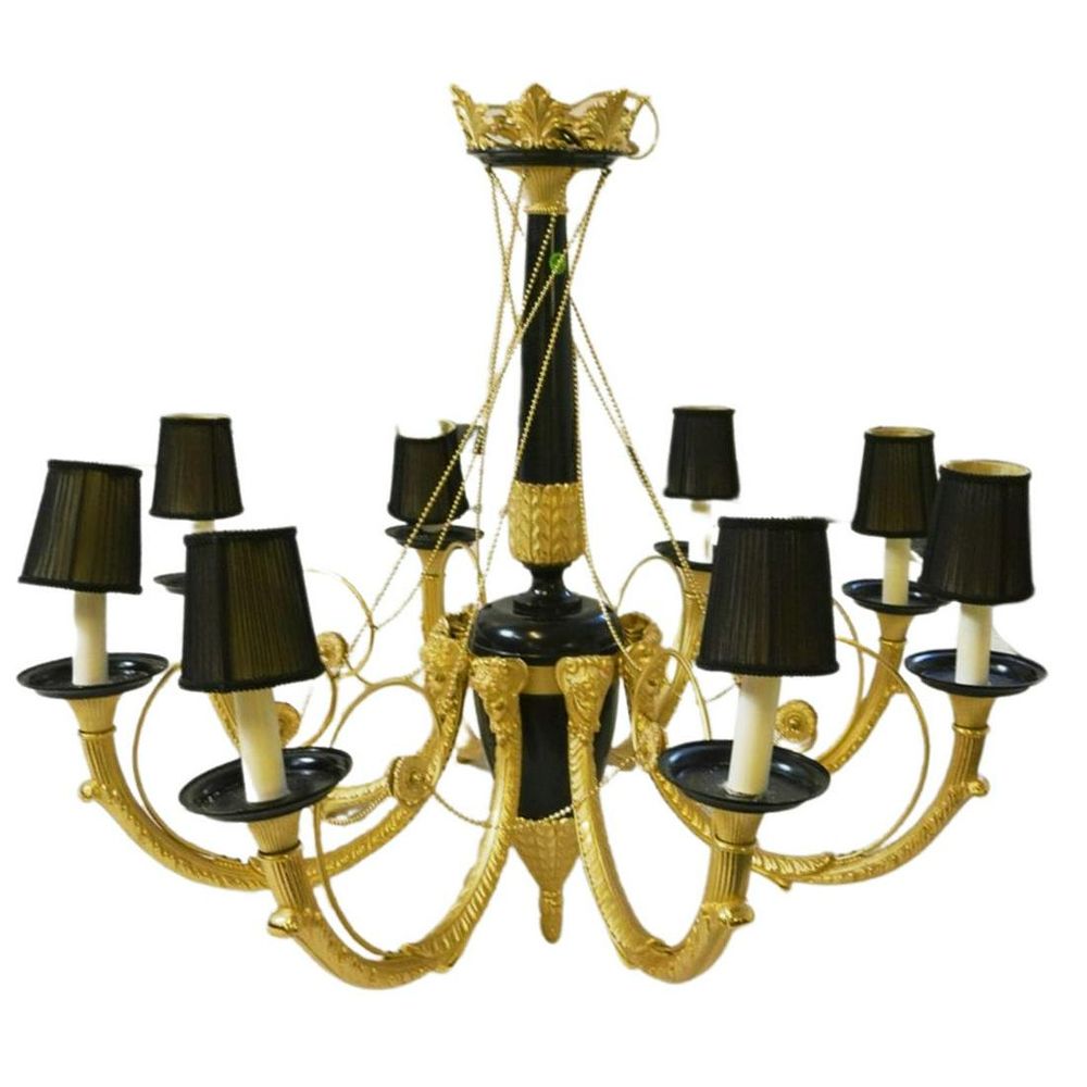 Lot 180: GILT & PATINATED BRONZE WHITE HOUSE CHANDELIER