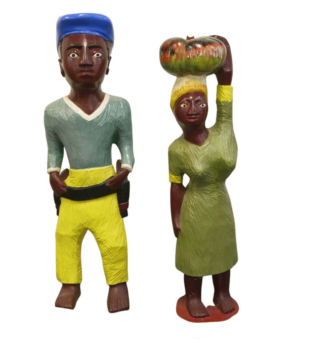 Lot 195: PAIR VINTAGE LARGE COLON FIGURES IVORY COAST