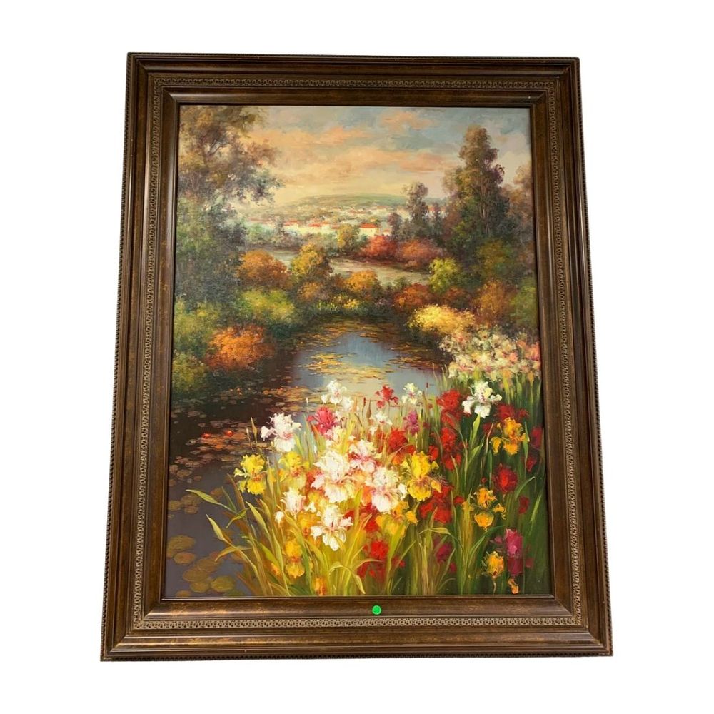 Lot 202: LARGE MEDITERRANEAN LANDSCAPE OIL PAINTING