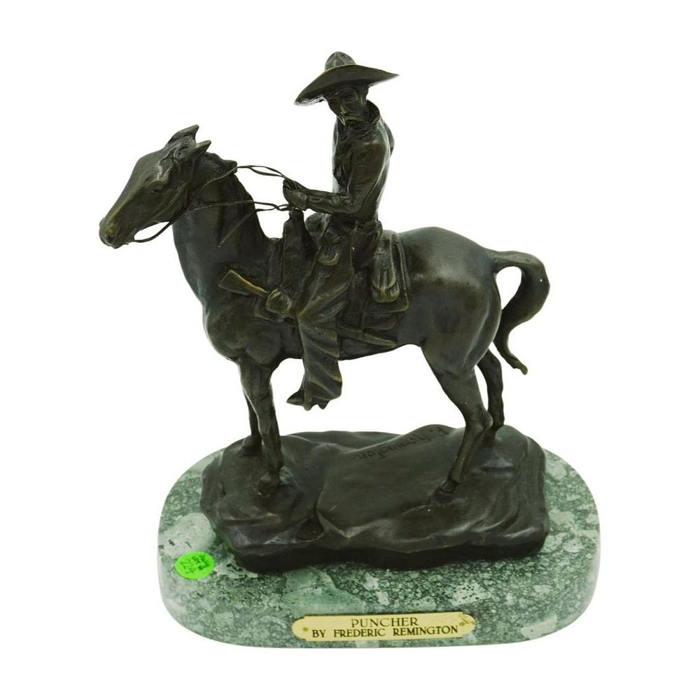 Lot 224: FREDERIC REMINGTON "PUNCHER" BRONZE STATUE