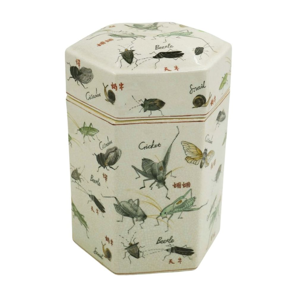 Lot 253: INSECTS DECORATIVE PORCELAIN JAR