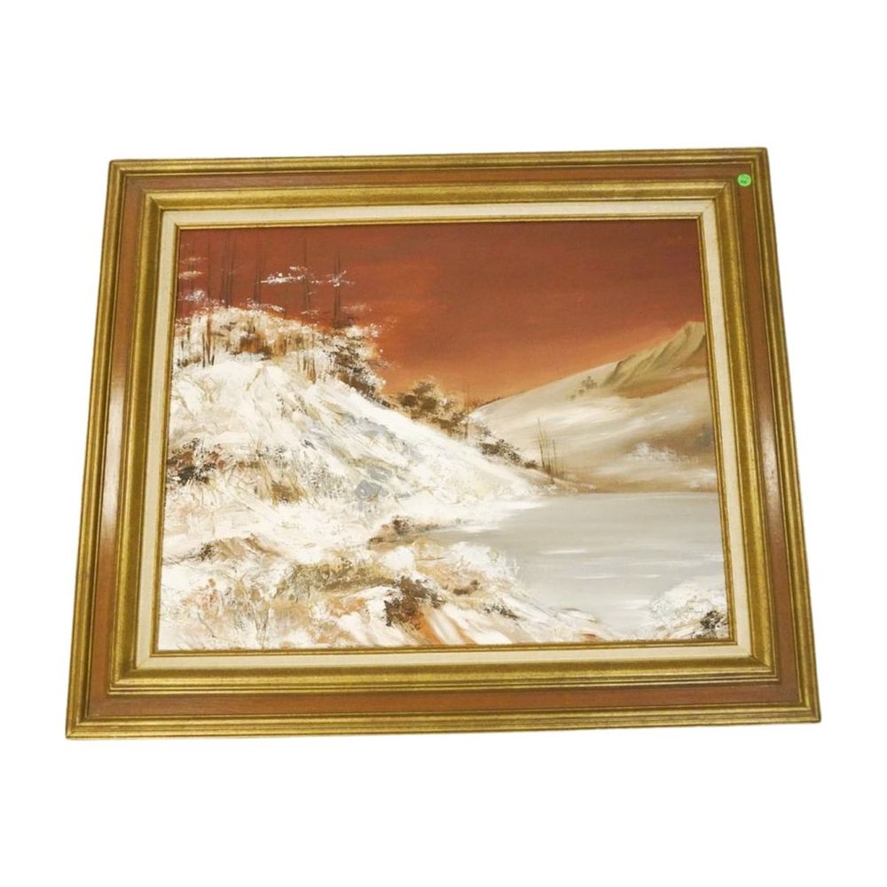 Lot 255: VINTAGE WINTER LANDSCAPE ABSTRACT