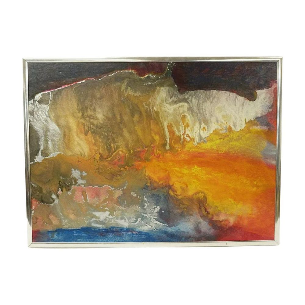 Lot 261: CONTEMPORARY ABSTRACT ON CANVAS CHROME FRAME