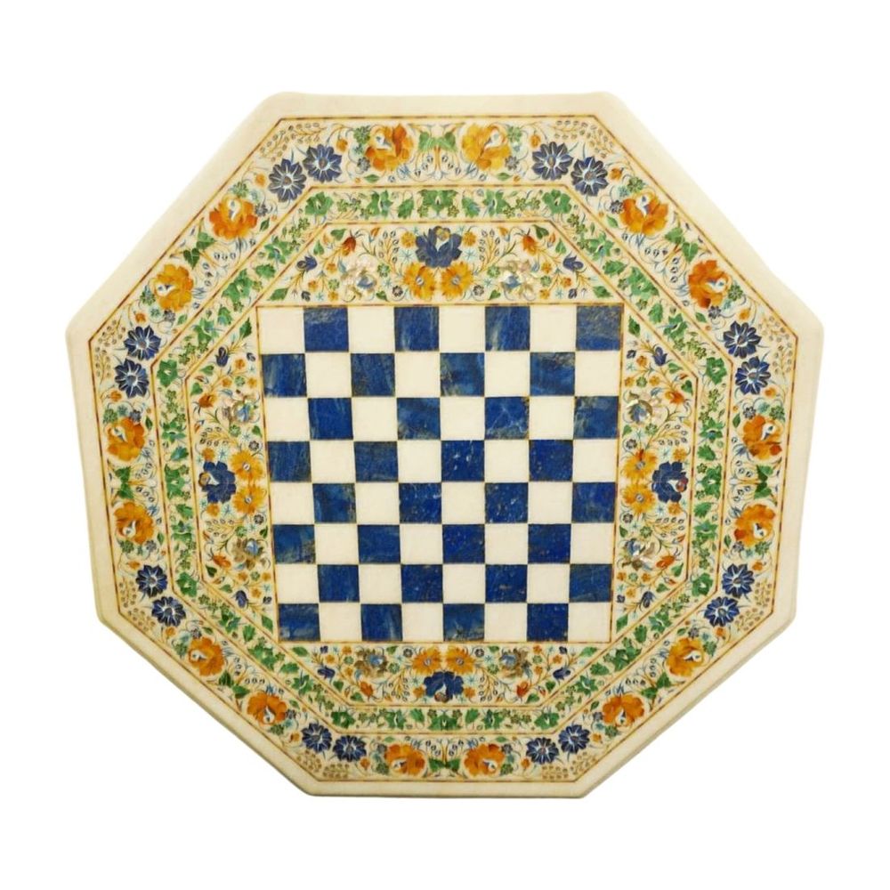 Lot 272: INDIAN INLAID MARBLE CHESS TABLETOP