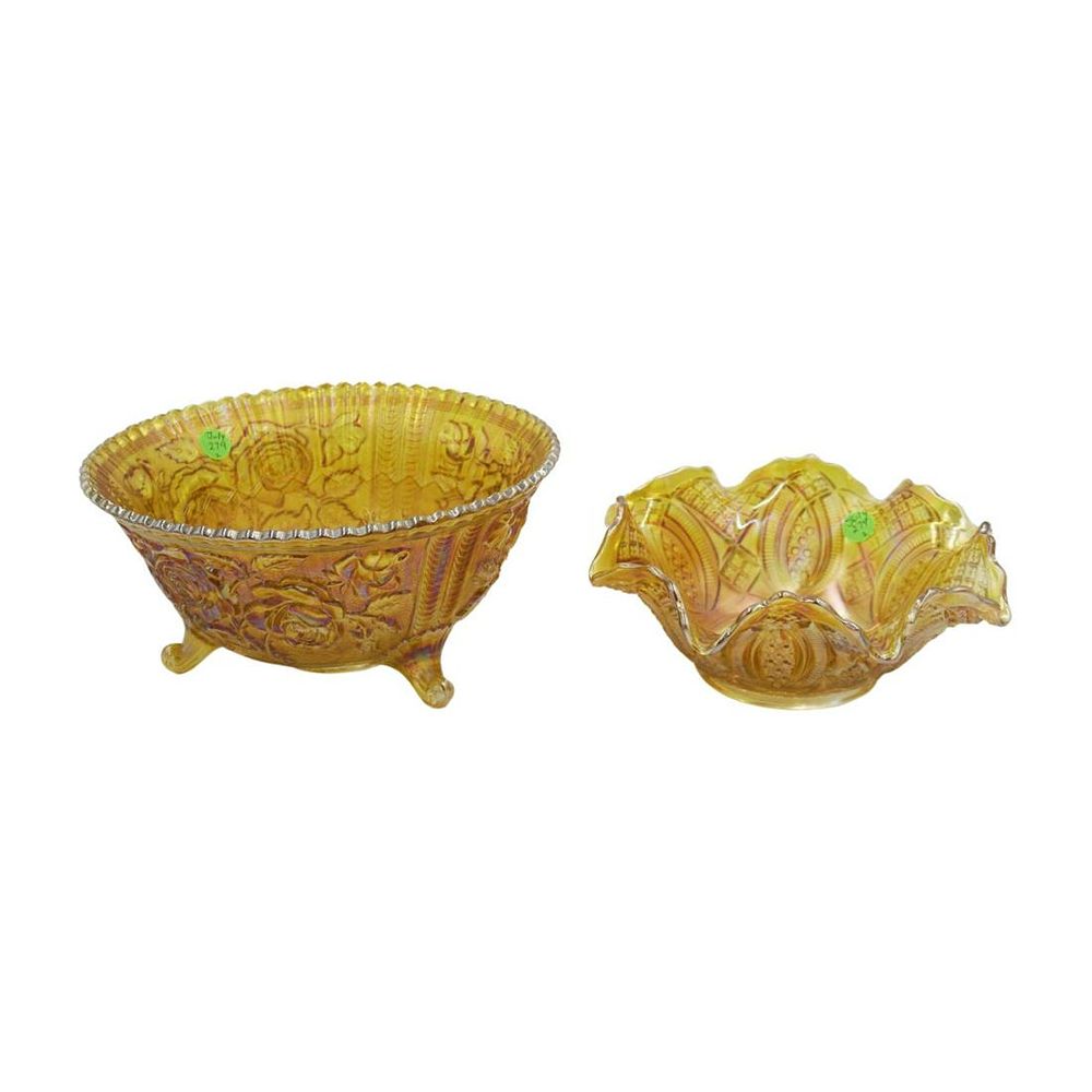Lot 274: 2 MARIGOLD CARNIVAL GLASS FRUIT BOWLS IMPERIAL RARE