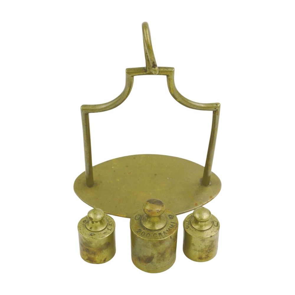 Lot 278: ANTIQUE SCALE PLATE WITH 3 WEIGHTS