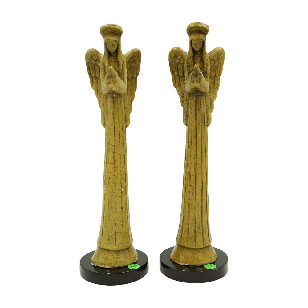 Lot 281: VINTAGE PAIR PRAYING ANGEL CANDLESTICK HOLDERS