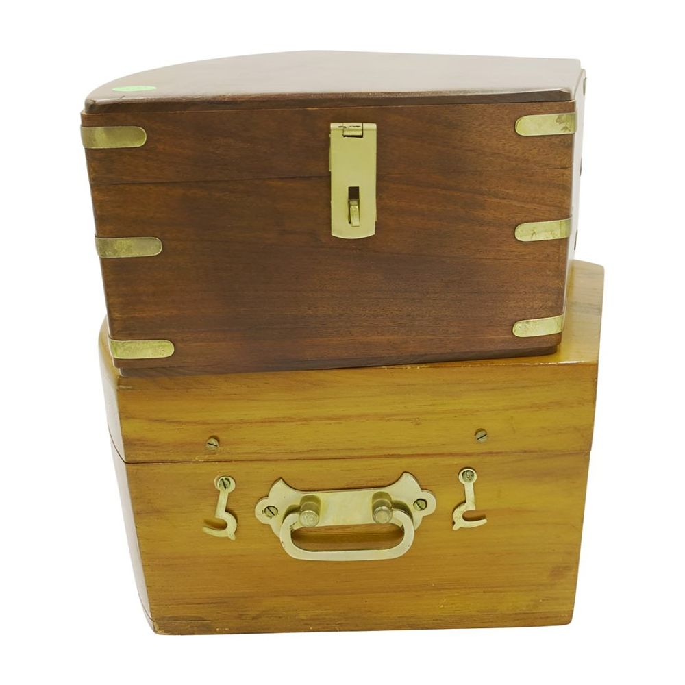 Lot 283: 2 ANTIQUE WALNUT TRAVEL BOXES