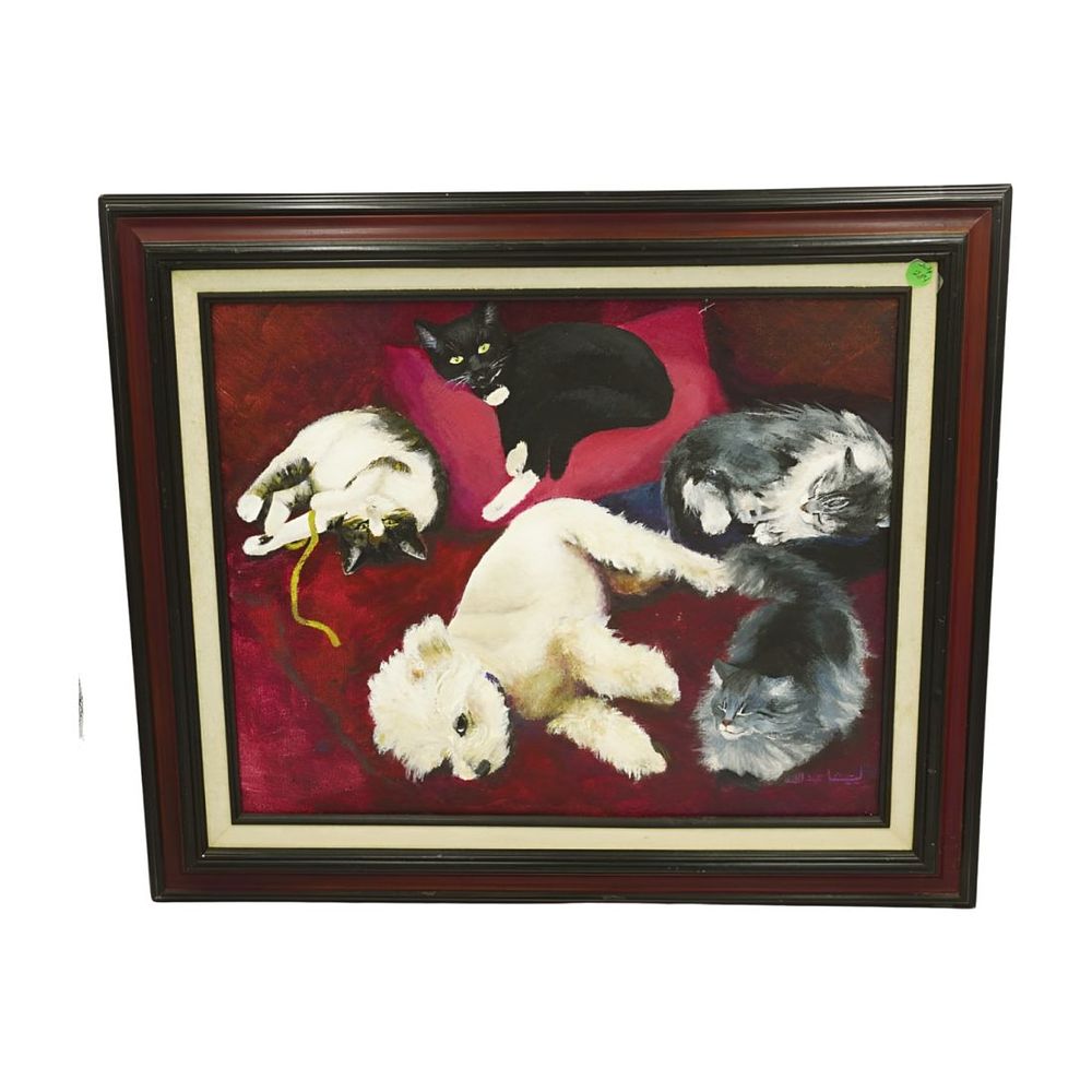 Lot 284: ORIGINAL PAINTING "AMONG FRIENDS" ON CANVAS