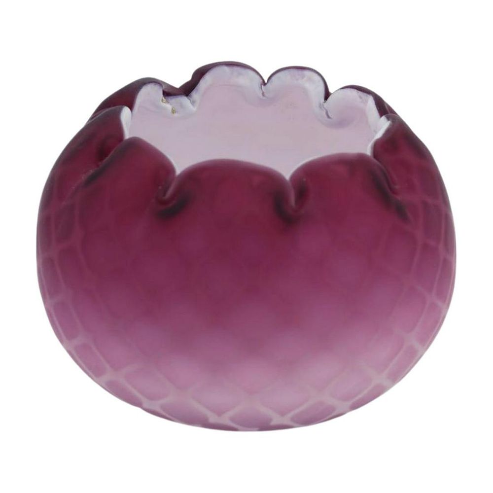 Lot 292: MURANO BLOWN DIAMOND QUILTED ROSE BOWL