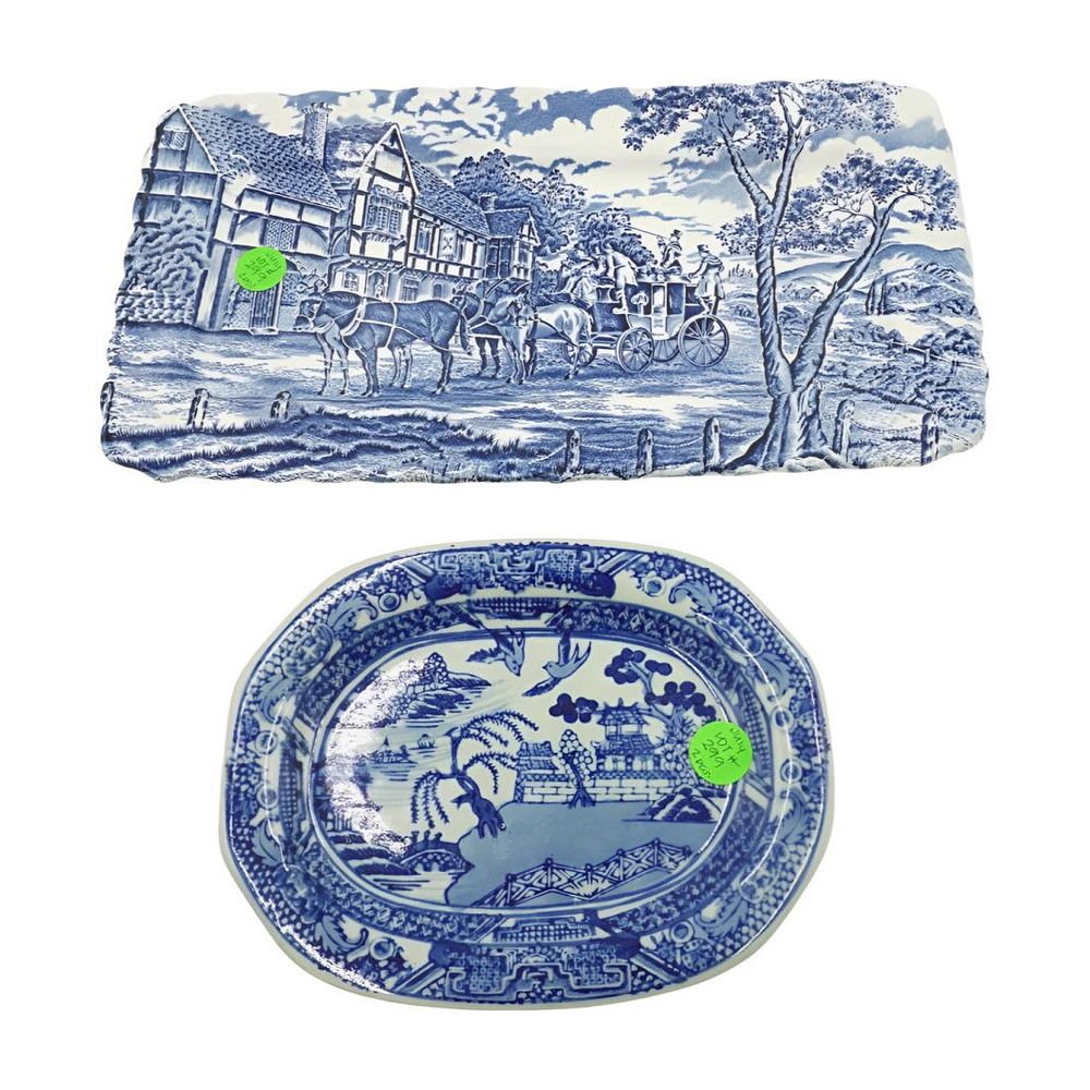 Lot 299: 2 VINTAGE BLUE WILLOW WARE TRAYS