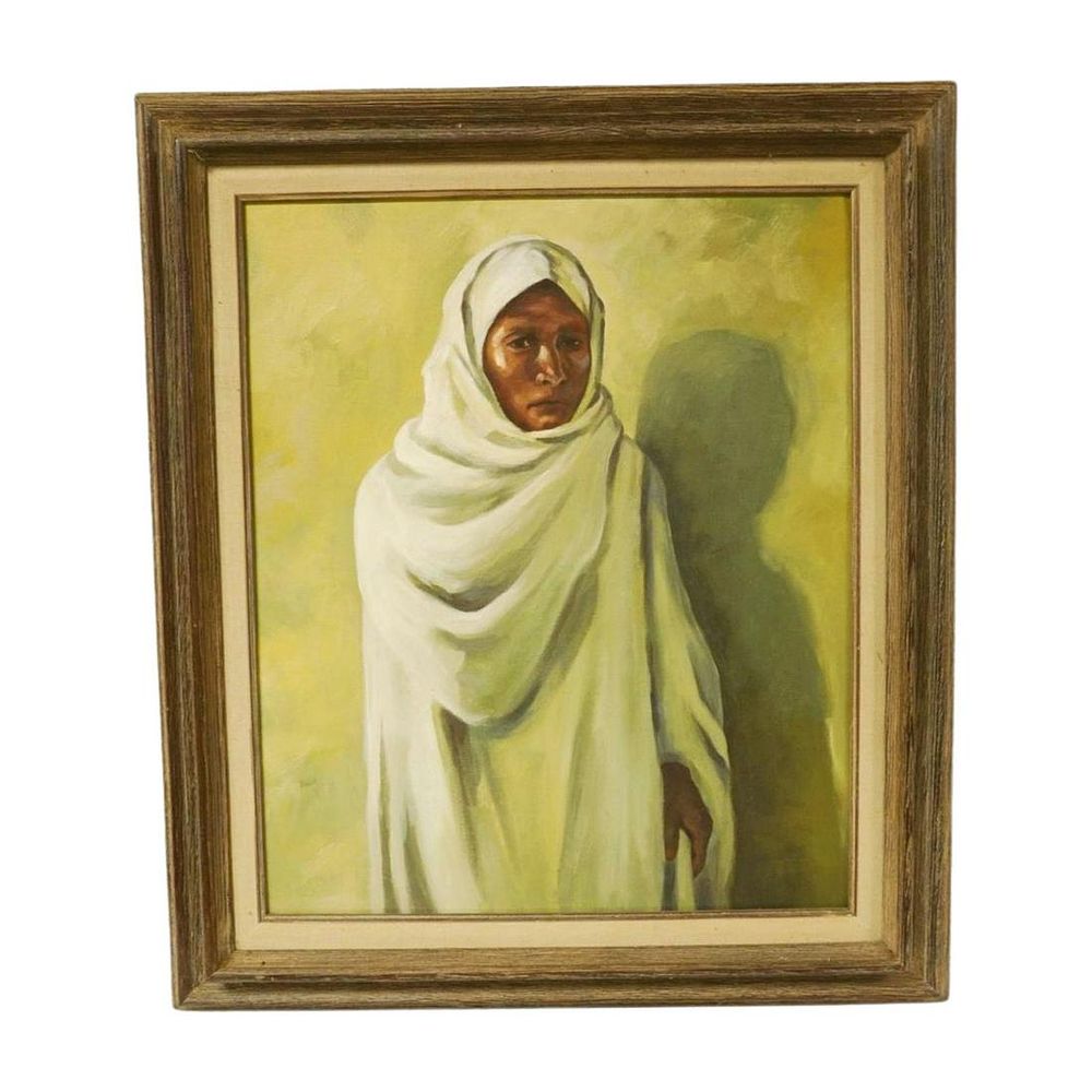 Lot 306: VINTAGE ORIGINAL PAINTING ARABIC WOMAN