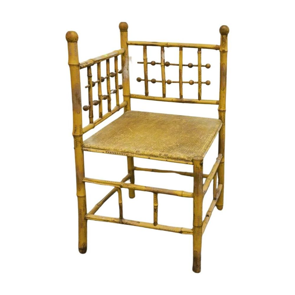 Lot 314: ANTIQUE AMERICAN BAMBOO CORNER CHAIR