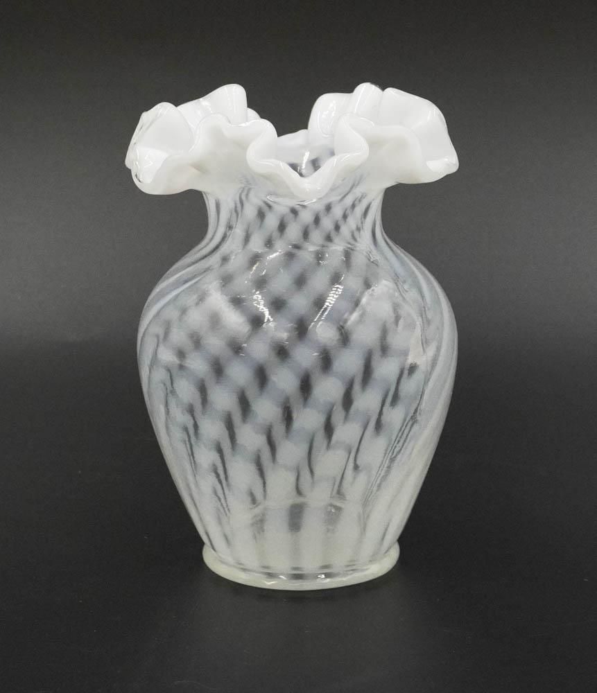 Lot 329: VINTAGE FENTON OPALESCENT SWIRL VASE