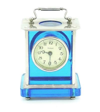 Lot 7: ART DECO BLUE CARRIAGE CLOCK