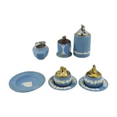 Lot 9: 8 WEDGWOOD LIGHTERS & ASHTRAYS