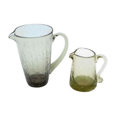 Lot 10: 2 VINTAGE CRACKLE GLASS JUGS