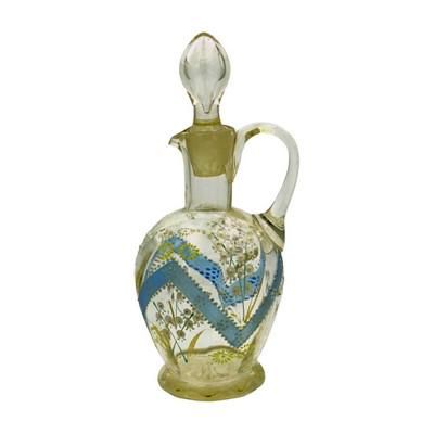 Lot 12: 19th c BOHEMIAN HAND BLOWN ENAMELED DECANTER