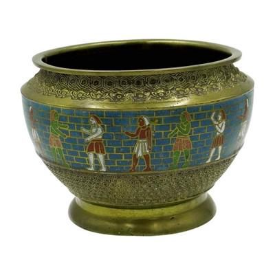 Lot 16: VINTAGE EGYPTIAN BRASS & ENAMEL BOWL