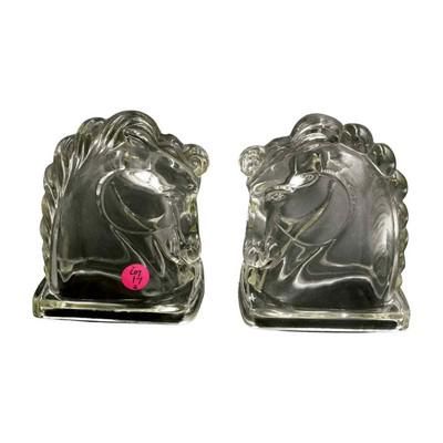 Lot 17: ART DECO FEDERAL GLASS HORSE BOOKENDS