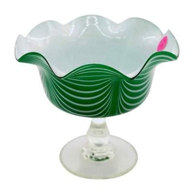 Lot 25: HAND BLOWN CASED GLASS COMPOTE
