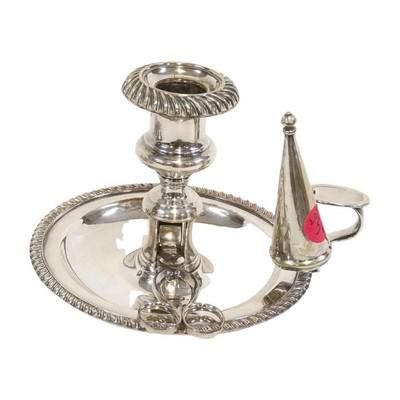 Lot 52: TWO 19TH c ENGLISH MATTHEW BOULTON CHAMBERSTICKS