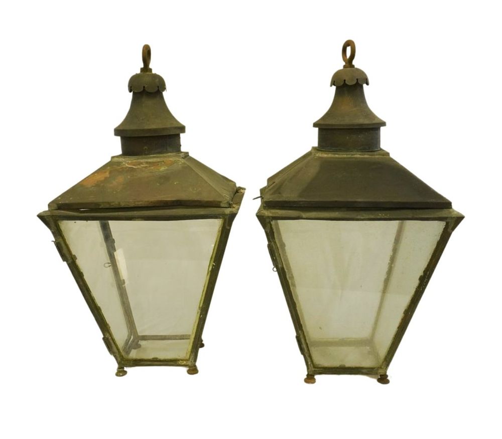 Lot 101: PAIR LARGE FRENCH COPPER LANTERNS
