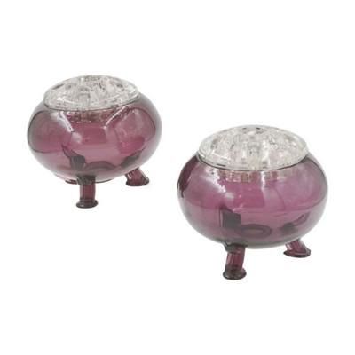 Lot 156: PAIR MCM VIKING AMETHYST FLOWER FROG