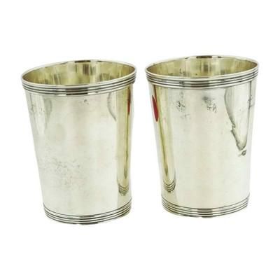 Lot 174: PAIR STERLING SILVER MINT JULEP CUPS