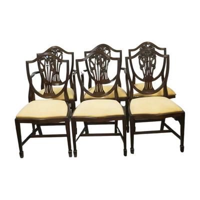 Lot 177: SET OF 6 SHIELD BACK MAHOGANY DINING CHAIRS