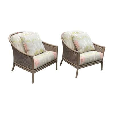 Lot 179: PAIR SELAMAT DOUBLE CANE CHAIRS