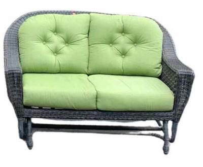 Lot 181: WICKER GLIDER LOVESEAT