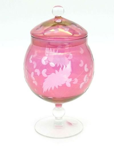 Lot 200: CRANBERRY ETCHED COVERED CANDY