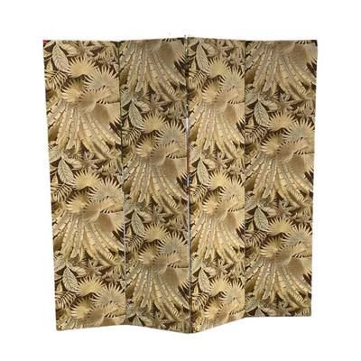 Lot 212: DESIGNER PALM FABRIC 4 PANEL SCREEN