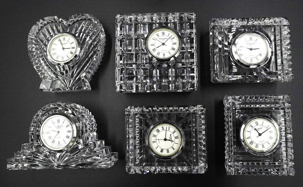 Lot 233: 6 WATERFORD CRYSTAL CLOCKS