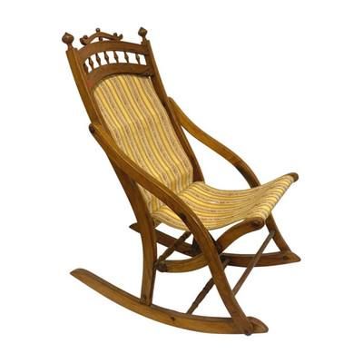 Lot 239: 19th c AMERICAN MAPLE FOLDING ROCKING CHAIR