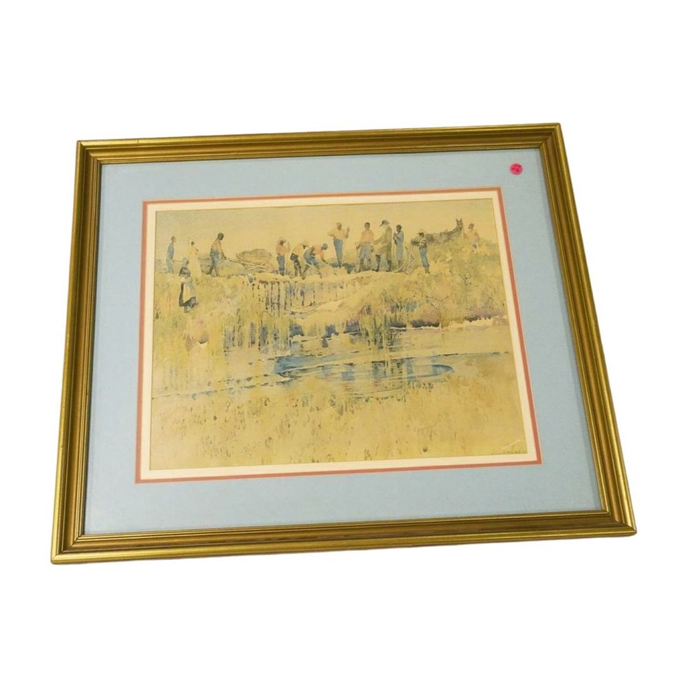 Lot 246: ALICE RAVENEL HUGER SMITH LITHOGRAPH RICE PLANTATION