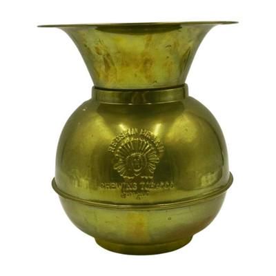 Lot 271: REDSKIN BRAND CHEWING TOBACCO BRASS SPITTOON
