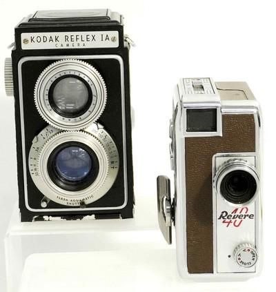 Lot 279: 2 VINTAGE KODAK & REVERE CAMERAS