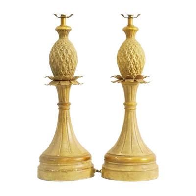 Lot 289: PAIR ORIENT EXPRESS PINEAPPLE LAMPS