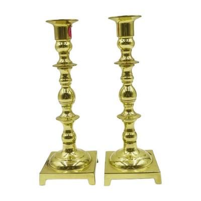 Lot 314: PAIR VINTAGE SOLID BRASS CANDLESTICKS