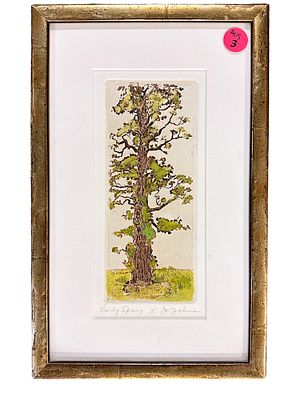 JOAN JOHNS EARLY SPRING ETCHING. Joan Johns (American, 20th c.) Early Spring Etching. Pencil 