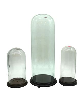 3 ANTIQUE HAND BLOWN TALL GLASS CLOCHE DOME. Three (3) Antique Hand Blown Glass Cloche Domes 