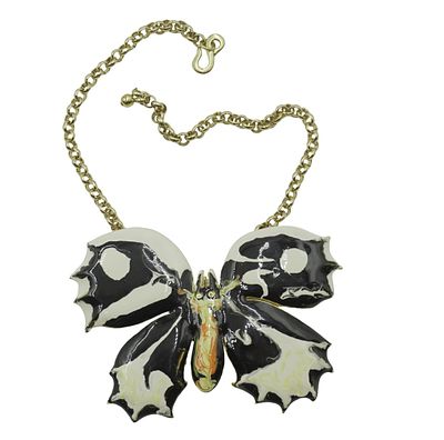 KENNETH JAY LANE MONARCH BUTTERFLY NECKLACE. Vintage Kenneth Jay Lane enamel butterfly necklace. 