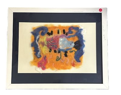CONTEMPORARY FELT FIBER ART ABSTRACT. Contemporary Felt Fiber Art. Framed. Unsigned. 