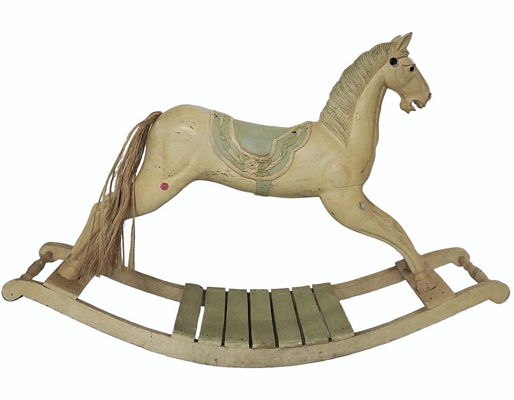 Lot 55: ANTIQUE CAROUSEL HORSE MOUNTED AS ROCKER