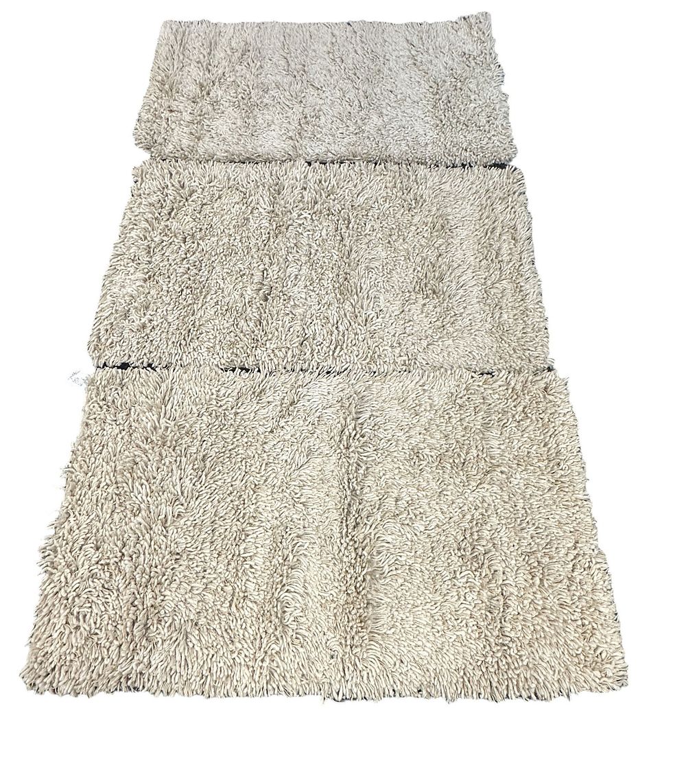 Lot 59: 3 HANDWOVEN SHAGGY RUGS- GDC